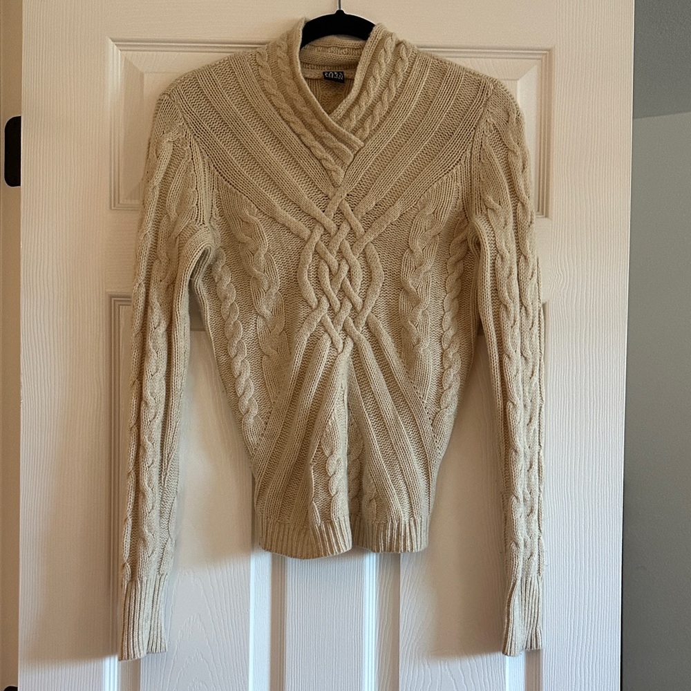 Ralph Lauren Beige Cable Knit Turtleneck Sweater